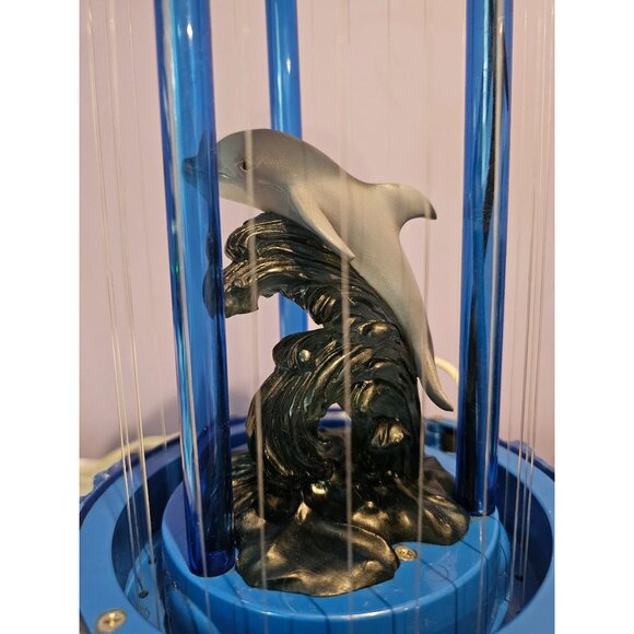 Blue Dolphin Rain Lamp Dripping Oil Ocean Wave Light Working Retro Decor Vintage - Picture 6 of 12